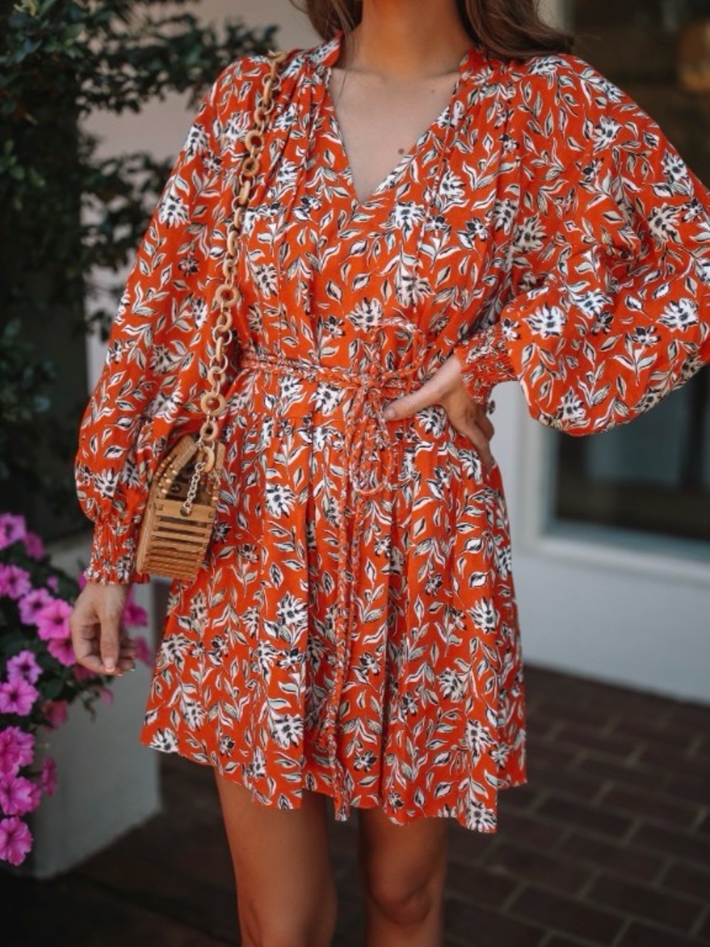 Alice + Olivia Lilian Floral Mini Dress Size 2 Small Orange Women’s Floral